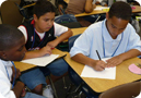 Students participate in getting-to-know you icebreakers and first-day activities