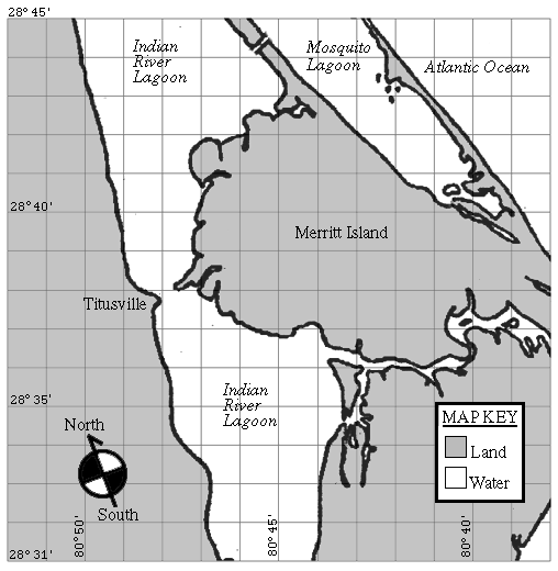 Map of Indian River Lagoon and Mosquito Lagoon