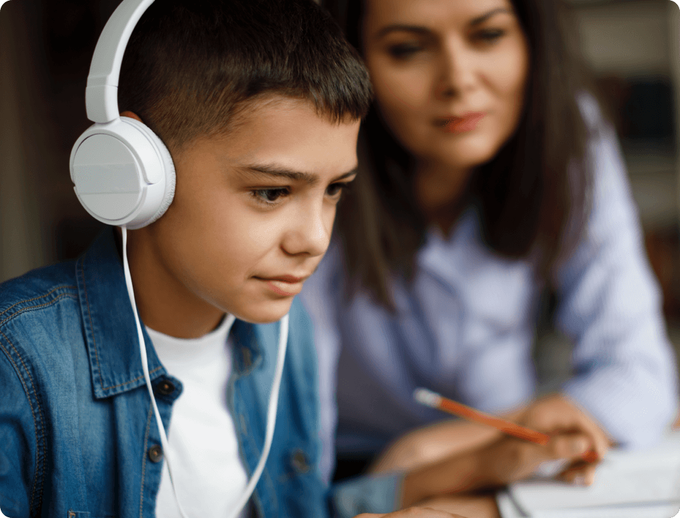 image of child with headphones