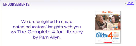 We are delighted to share noted educators insights with you on The Complete 4 for Literacy by Pam Allyn.
