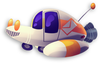 A small spaceship seen in the W.O.R.D. game cutely bobs up and down. Click or press enter to stop/start the animation.